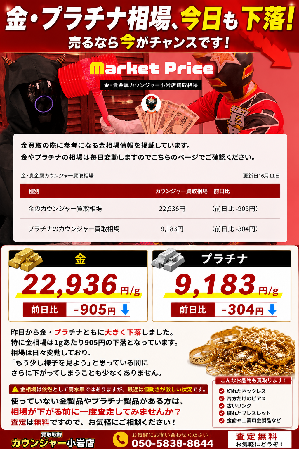 2026/06/11本日の金相場