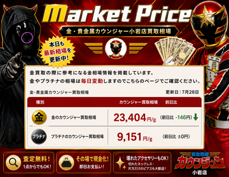 📈7月28日 本日の金・プラチナ買取相場📈