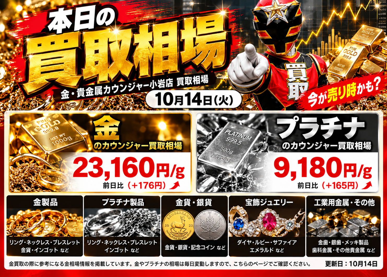🔥 本日の金・プラチナ買取相場！ 🔥