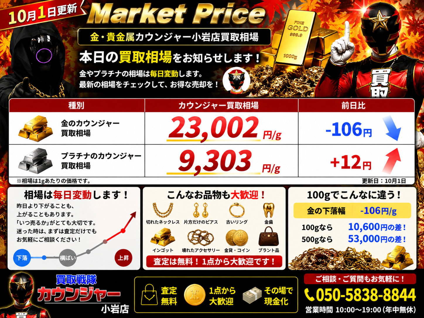 🍁10月スタート！本日の買取相場を更新しました🍁